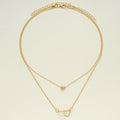 Hollow Cross Heart Pendant Double-layer Necklace Cute Classic Heart Shaped Pendant Necklace For Women